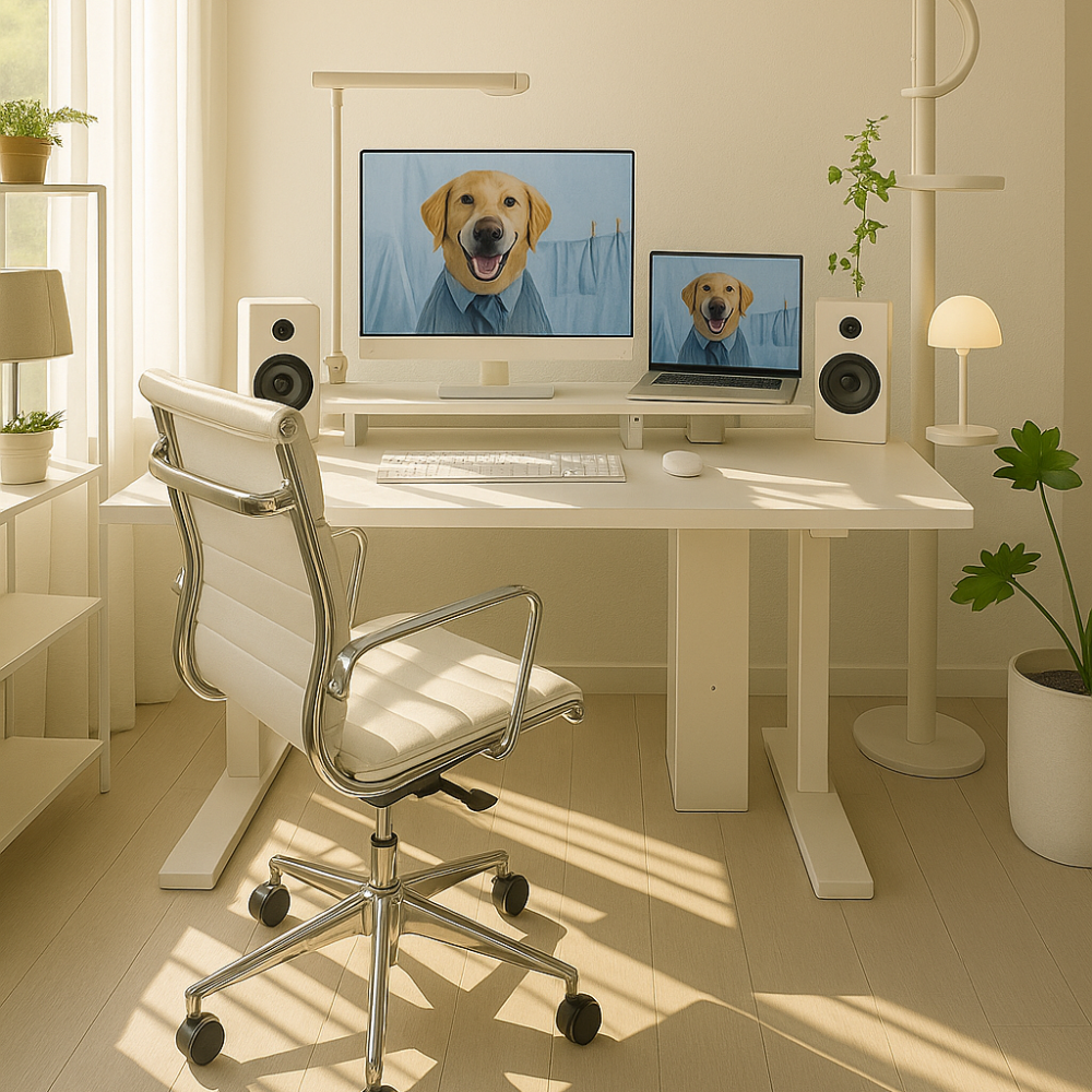 모션데스크 높이조절 책상 스탠딩 책상 스탠드 화이트 전동