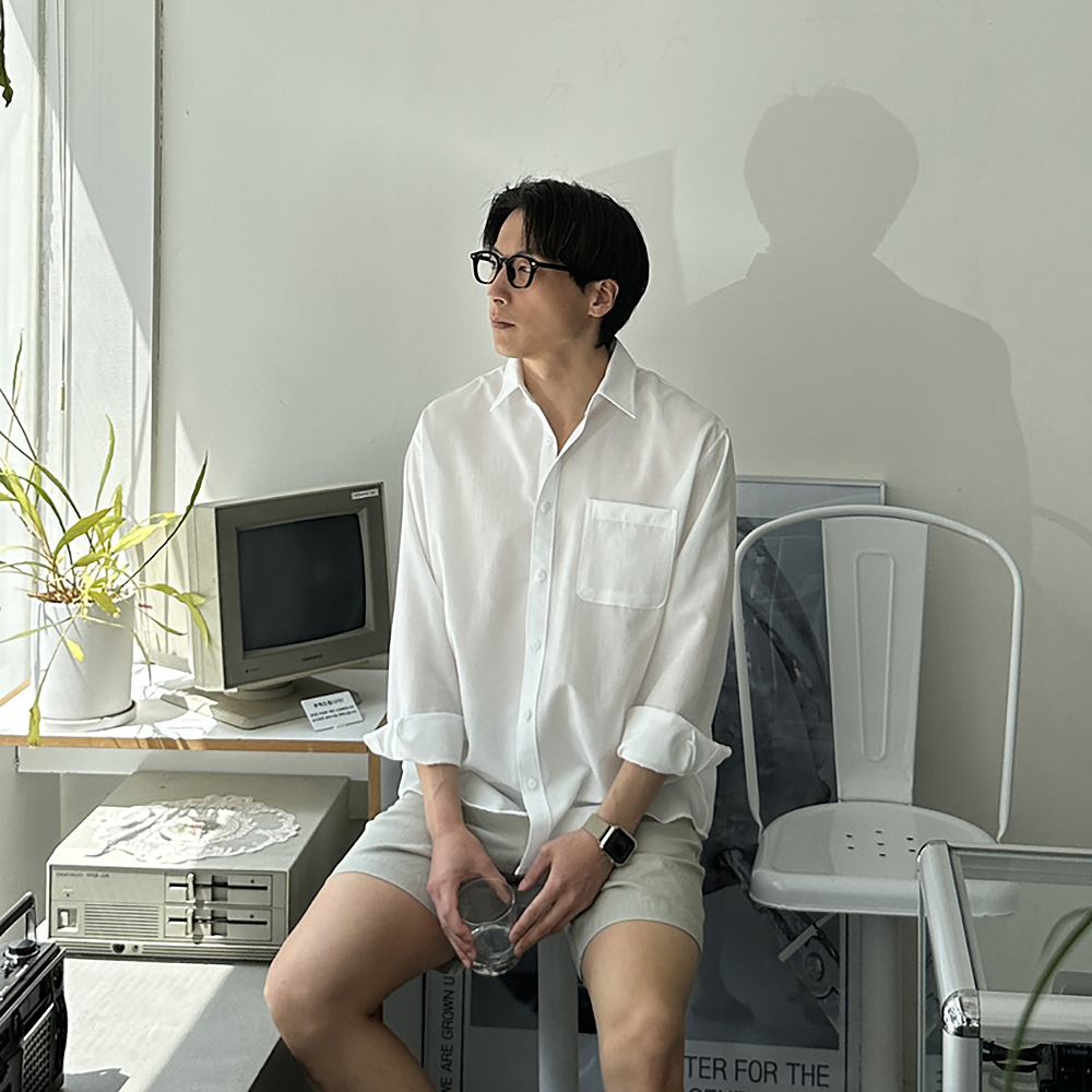 남자 셔츠 링클프리 오버피 흰색 여름 남방 남자린넨셔츠