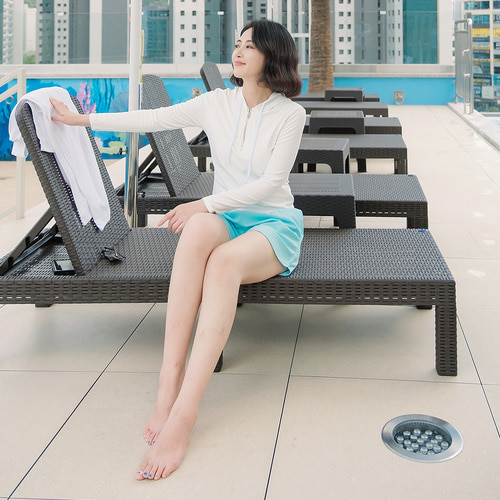 조이마담S7137 베이직 후드 화이트 래쉬가드 상의 50대60대중년여성 빅사이즈수영복 - 상세 이미지 4