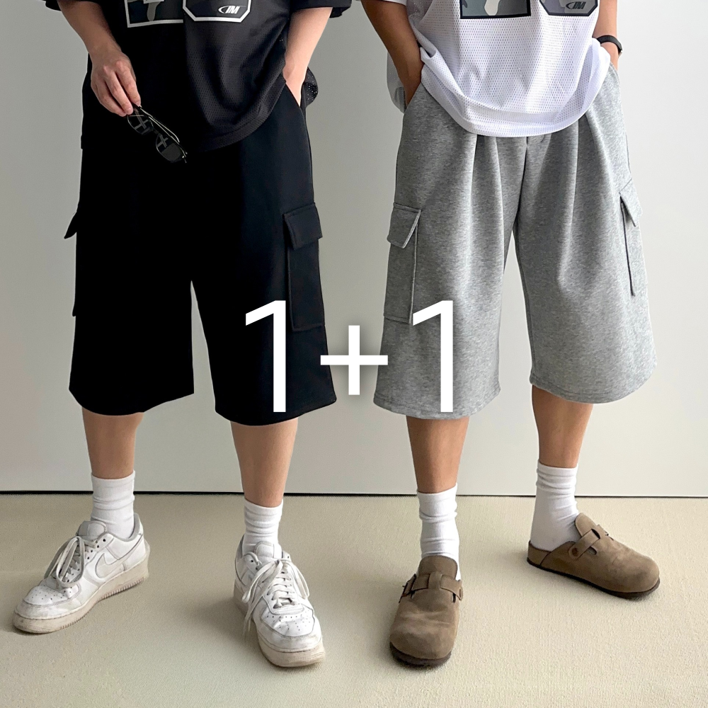 1+1 남자버뮤다팬츠 남자카고반바지 벌룬팬츠 - 상품 이미지