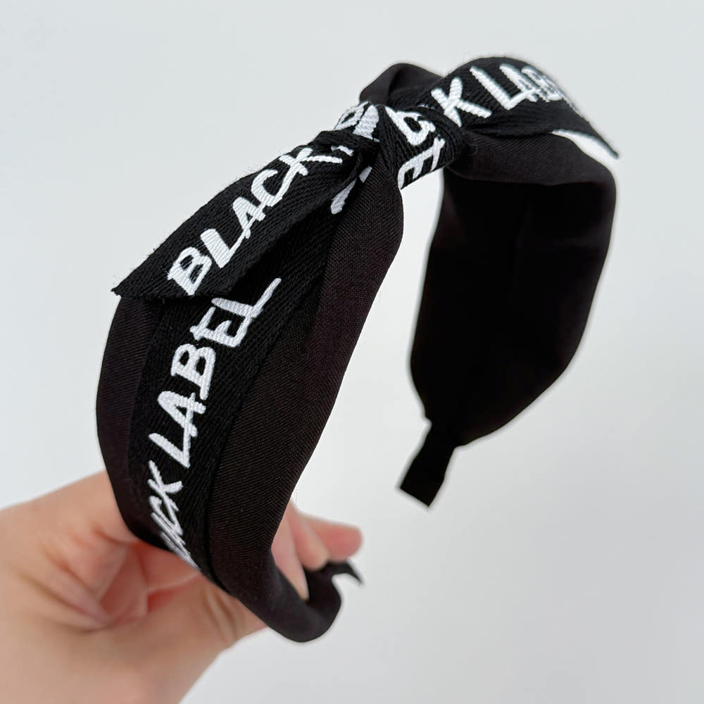 블랙라벨매듭레터링 반다나 헤어밴드 리본머리띠 터번 면헤어밴드 머리띠 이미지