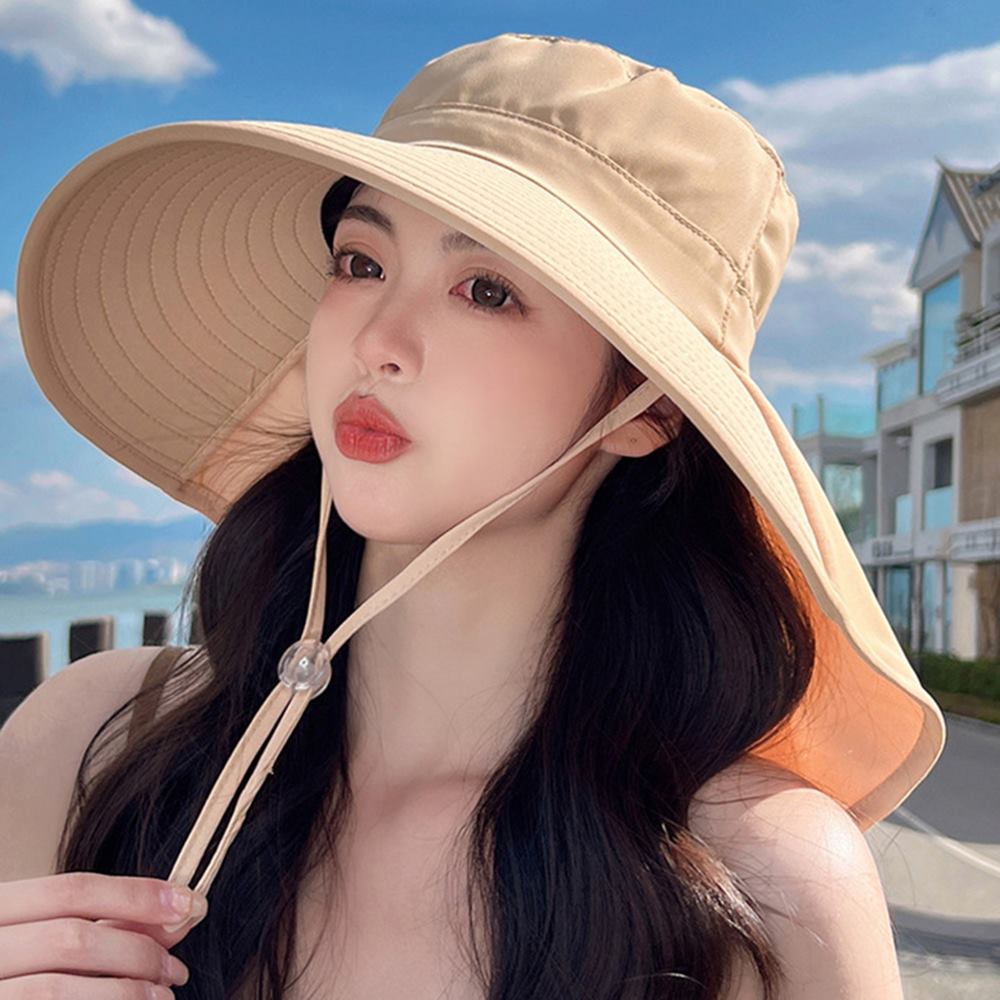 여성 썬캡 플랩캡 챙넓은 물놀이 모자 햇빛 차단 와이드챙 - 상세 이미지 2