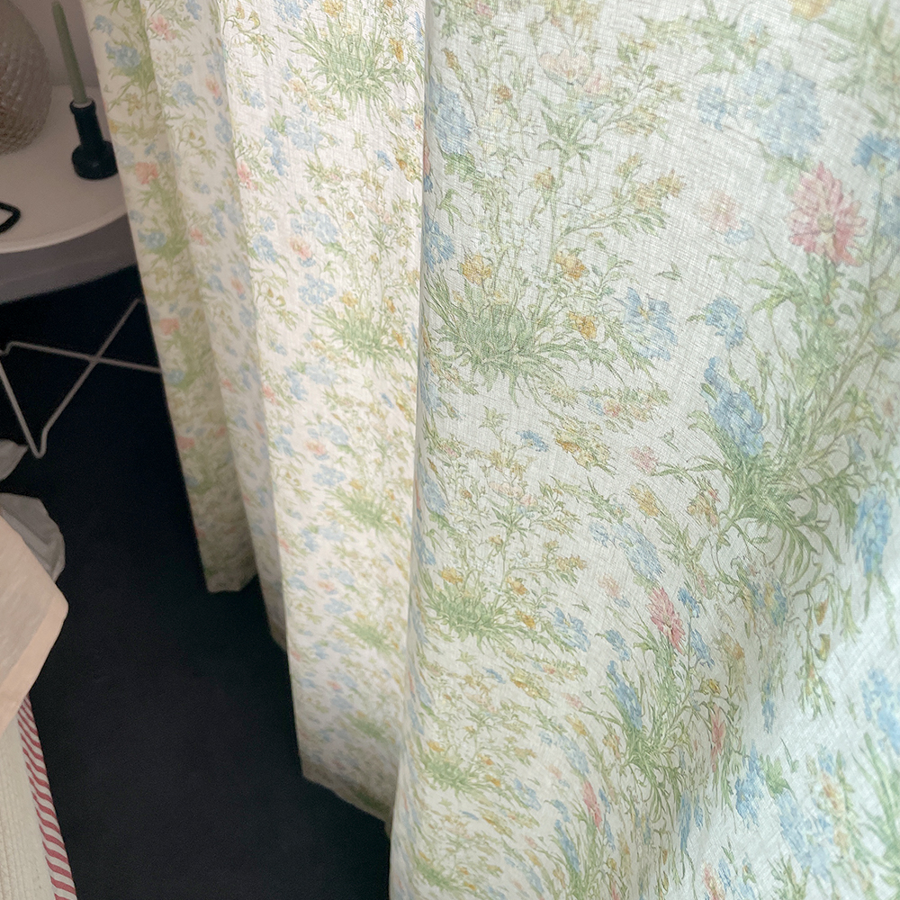 바이아미 춤추는 꽃무늬 프린트 커튼 빈티지 레트로 맞춤제작 핀커튼