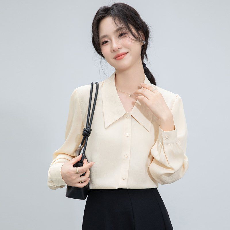 봄 여름 간절기 여성 약간루즈핏 얇은 리본타이 반팔 블라우스 데일리룩 핑크 아이보리 - 상세 이미지 5
