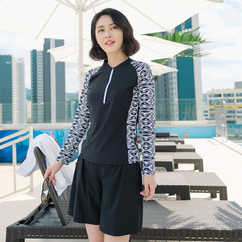 조이마담S7125 인디언 수영복 세트 50대60대중년여성 빅사이즈래쉬가드 - 상세 이미지 2