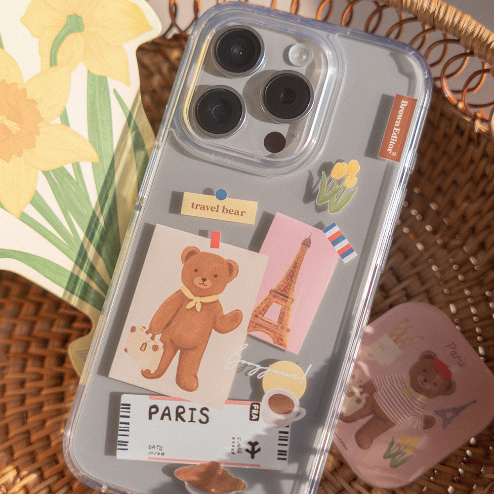 브라운에디터 곰돌이 여행 파리 젤리하드 폰케이스 - 상세 이미지 2