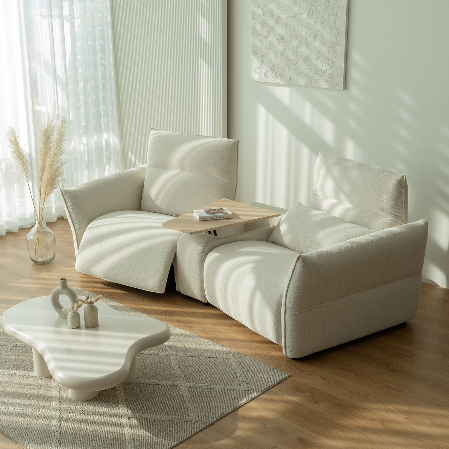 쏘랩소파 기능성 유럽 패브릭 플라밍고 스윙 리클라이너 모듈 소파