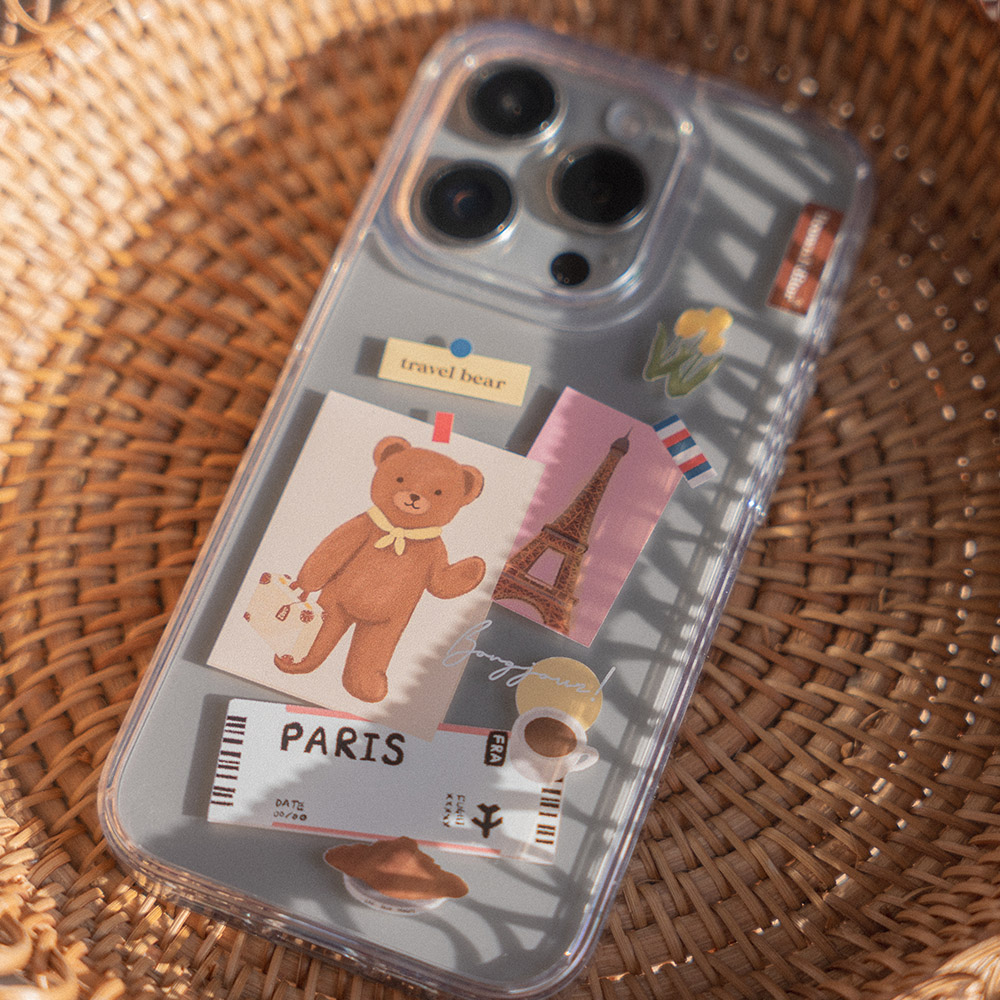 브라운에디터 곰돌이 여행 파리 젤리하드 폰케이스 - 상세 이미지 3