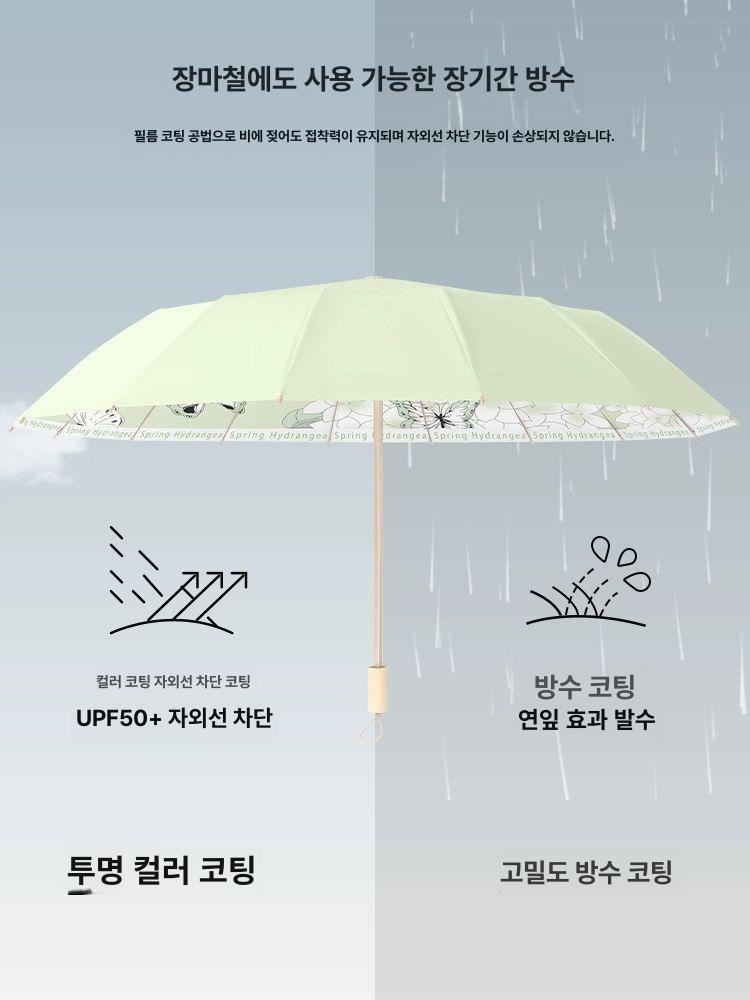 양산 일본풍 UV차단 초경량 3단 16개 뼈대 선물 플라워 - 상세 이미지 3