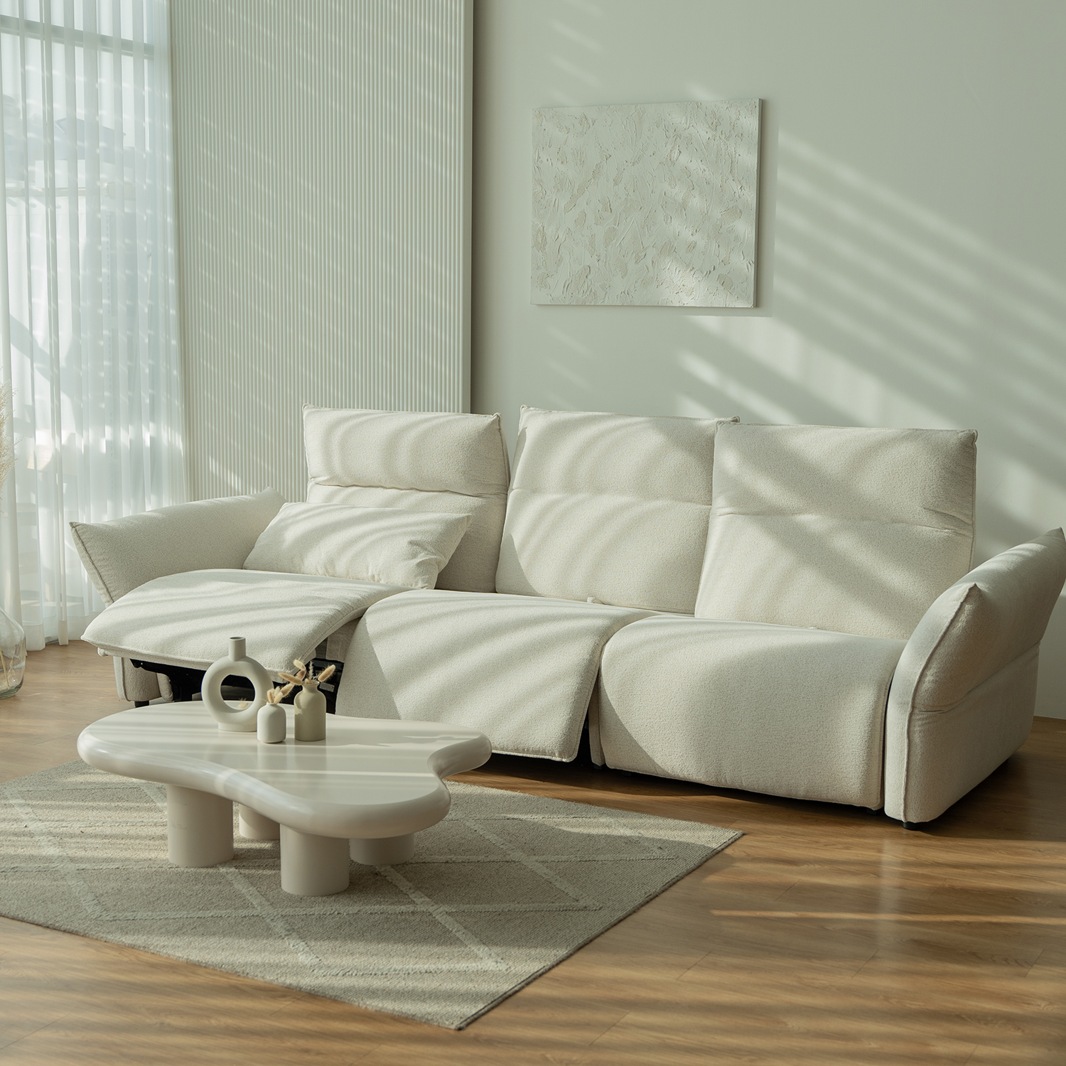 쏘랩소파 기능성 유럽 패브릭 플라밍고 스윙 리클라이너 모듈 소파