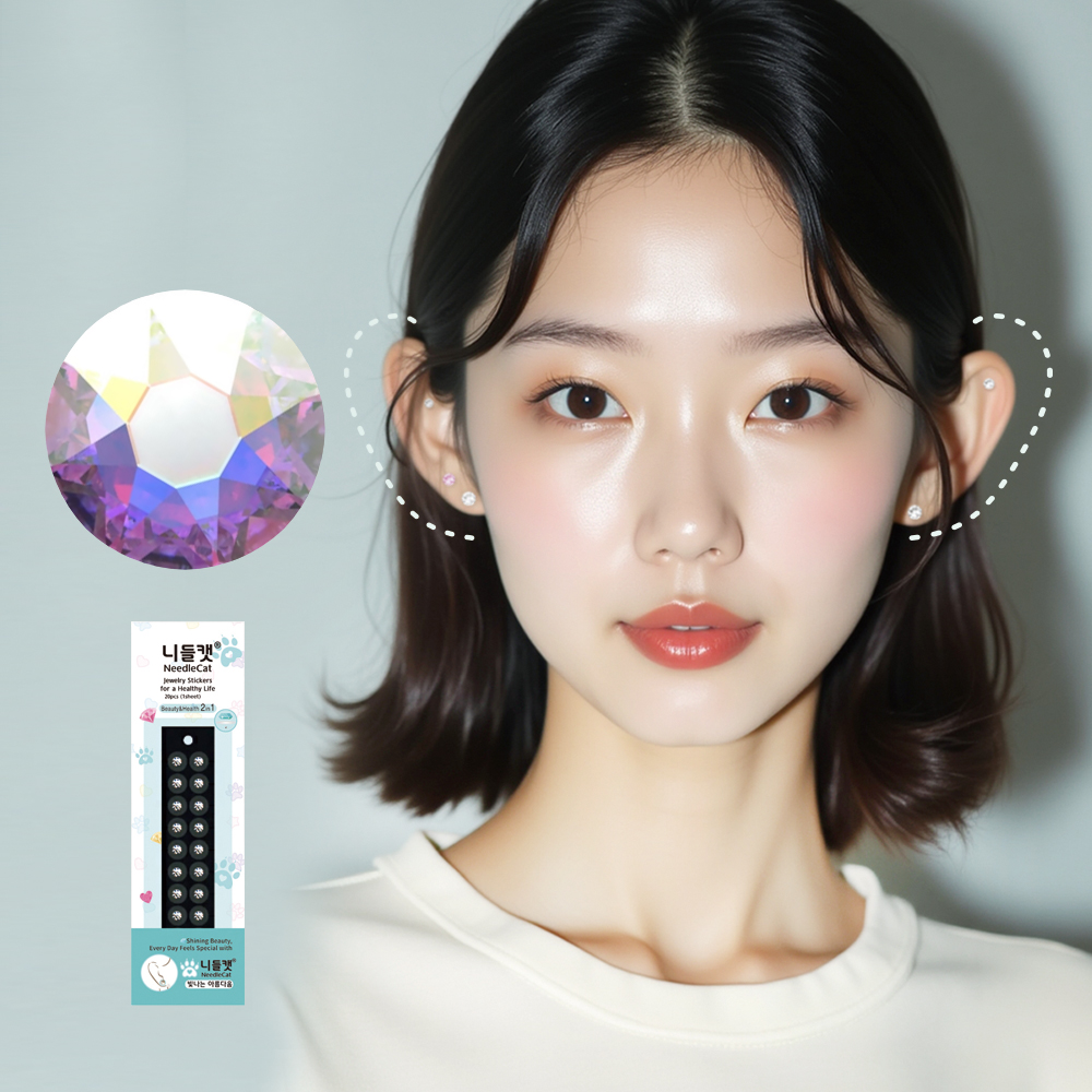 니들캣 엣지 쥬얼리 귀지압패치 귀 혈자리 이혈 기석 이혈테라피 스티커 M - 상세 이미지 2