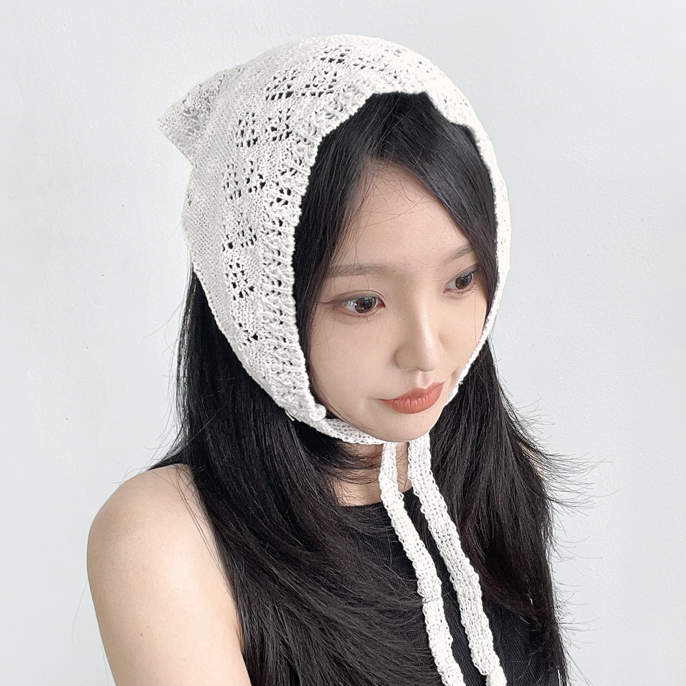 펀칭 스카시 니트 헤어커치프 휴양지 여성 여름 스카프 보넷