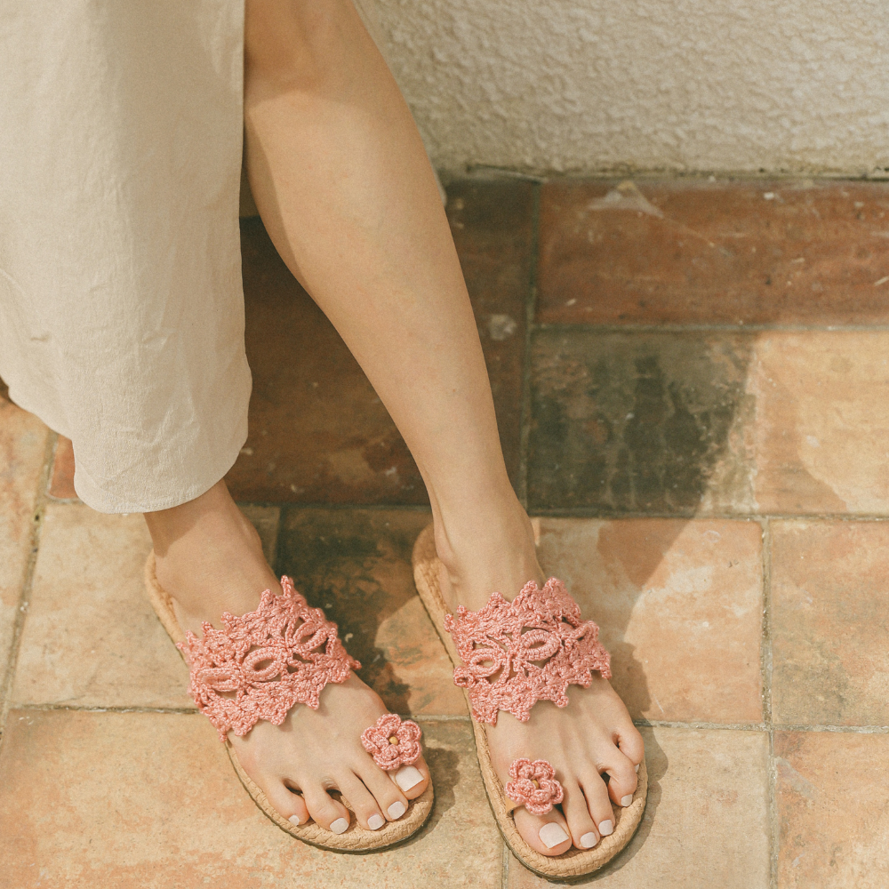 VPADA 브이파다 C22 PEACH 핸드메이드 니트 핑크쪼리 여행슬리퍼 여성샌들