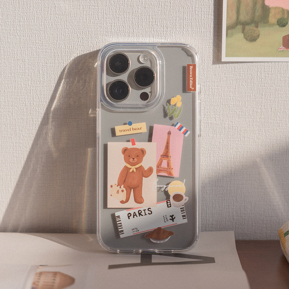 브라운에디터 곰돌이 여행 파리 젤리하드 폰케이스 - 상품 이미지