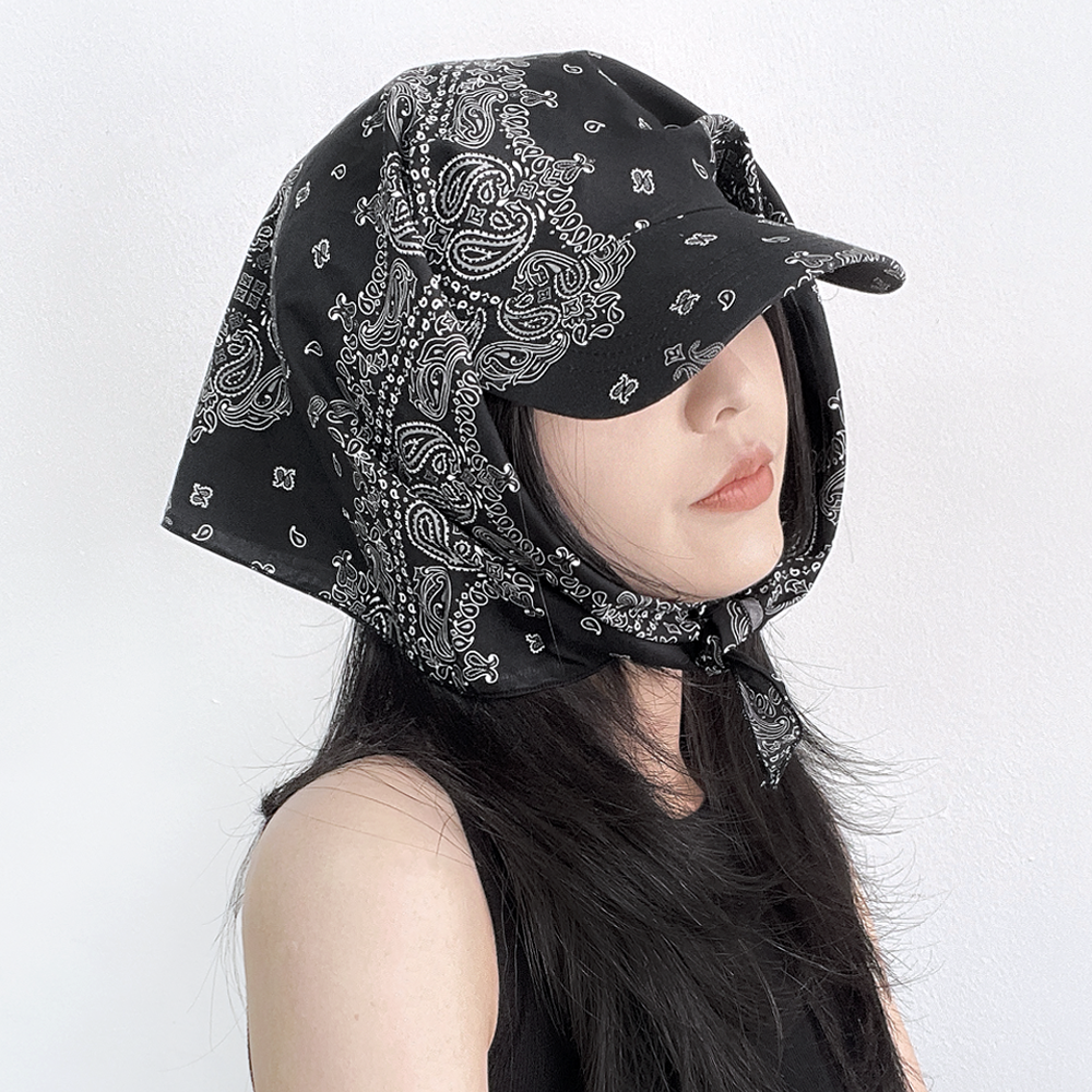 국산 페이즐리 스카프 볼캡 휴양지 여름 남자 여자 두건 보넷 모자