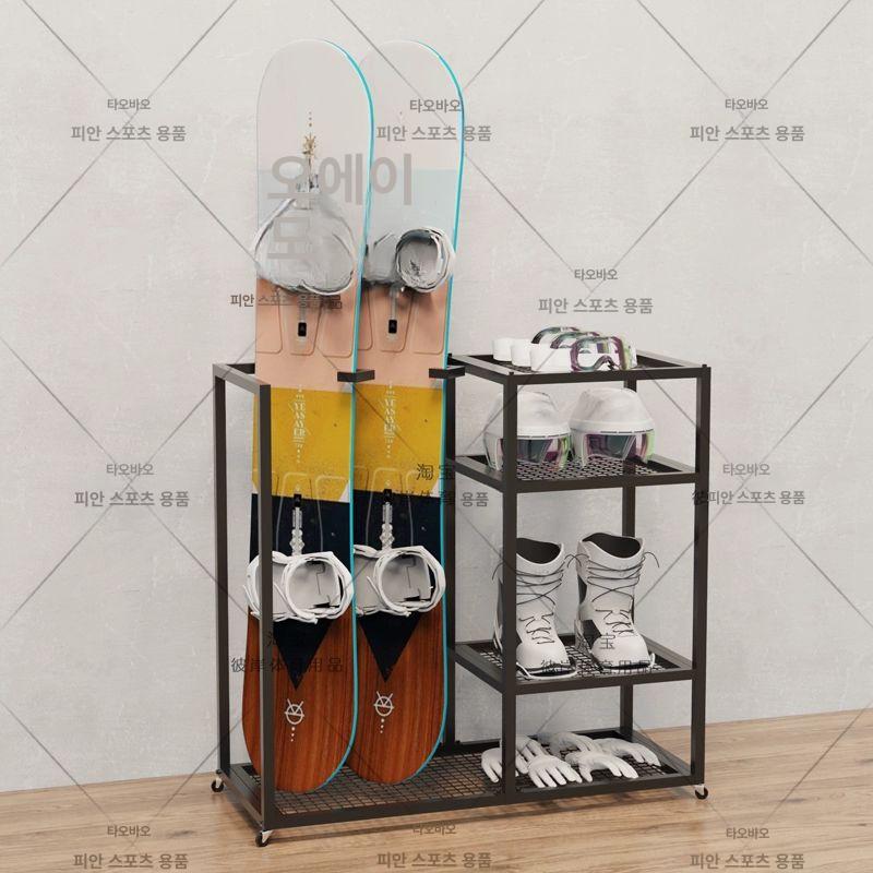 데크 보관대 스노우보드 보관 서핑 홀더 진열대 스키 플로어 검정색 85x40x160cm 바퀴형 - 상세 이미지 5