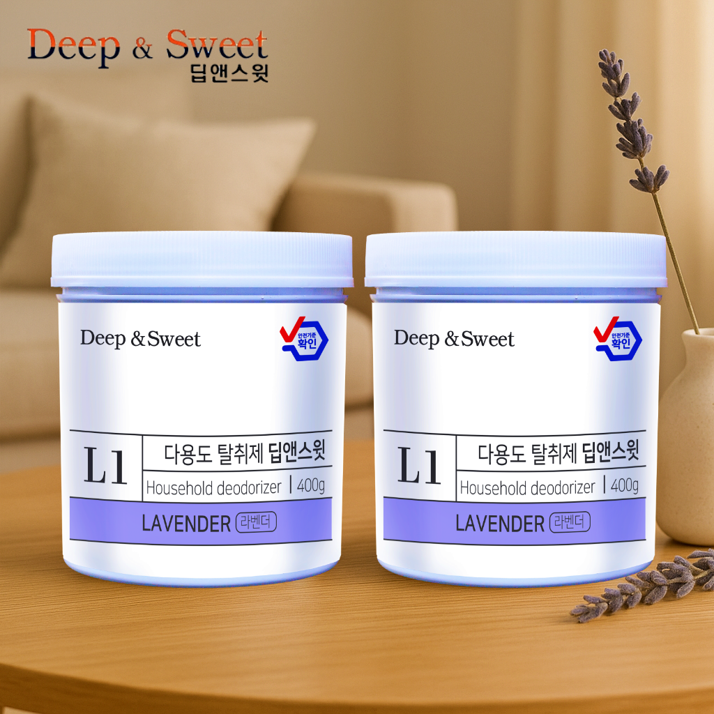 딥앤스윗 탈취제 실내 방 화장실 탈취제 담배 홀애비 냄새제거 고체 라벤더향, 1세트