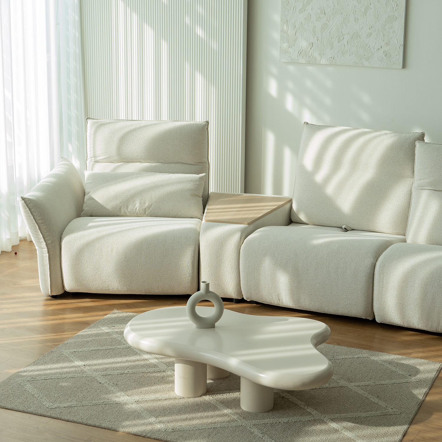 쏘랩소파 기능성 유럽 패브릭 플라밍고 스윙 리클라이너 모듈 소파