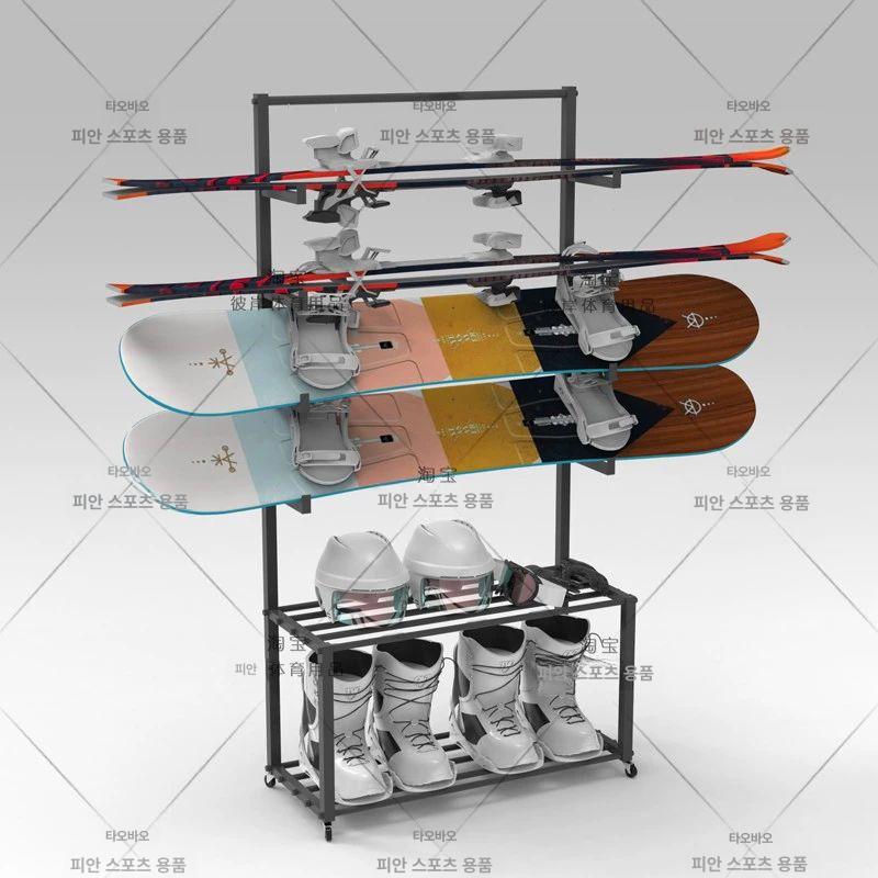 데크 보관대 스노우보드 보관 서핑 홀더 진열대 스키 플로어 검정색 85x40x160cm 바퀴형 - 상세 이미지 4