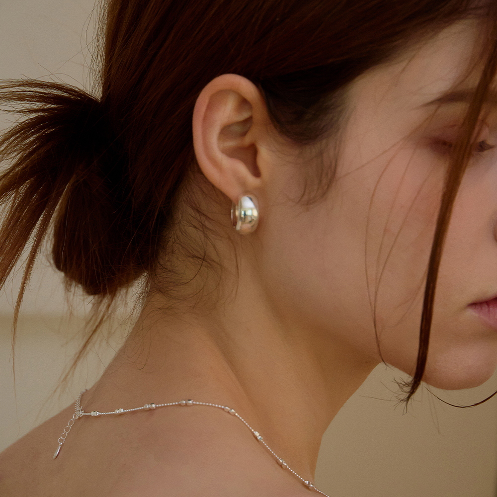 실버925 도톰 볼드 볼륨 명품 링 귀걸이 - 상품 이미지