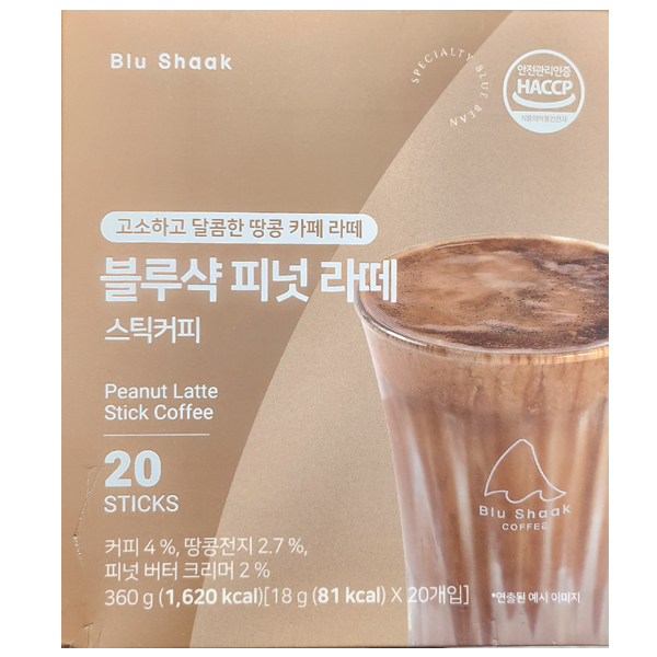 블루샥 피넛 라떼 스틱커피 20입 땅콩 카페라떼 BLU SHAAK : JSKH샵