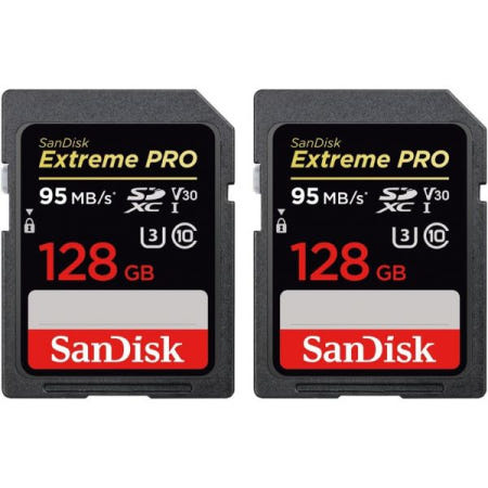 [해외]SanDisk SDSDXXG-128G-ANCIN Extreme PRO SDXC 128GB UHS-1 Memory Card 2 Pack
