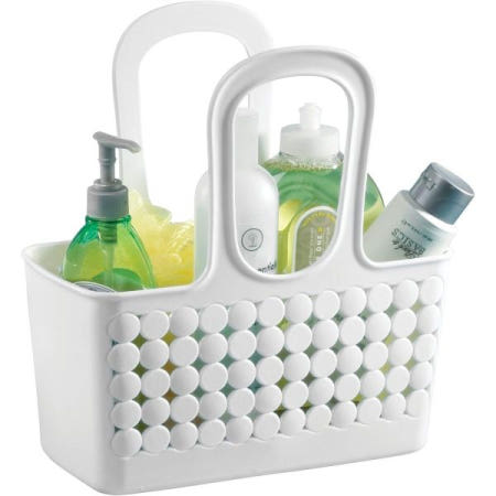InterDesign [해외]아이디자인 플라스틱 분할 샤워 캐디 토트, 기숙사 방, 공용 및 욕실에 필수적인 대학, Orbz 컬렉션 - 11.25 x 5.25 12, 흰색 Black