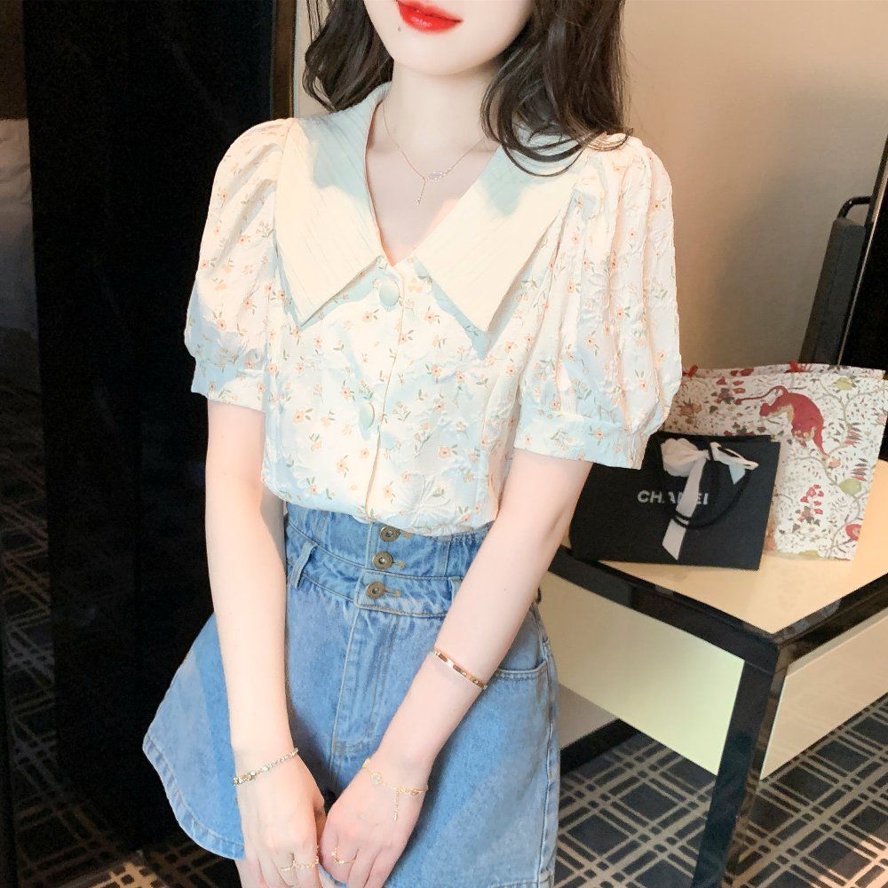 봄 가을 여성 기본핏 러플 리본 긴팔 블라우스 빅사이즈 셔츠 버튼 폴리 데일리 아이보리 - 상세 이미지 4
