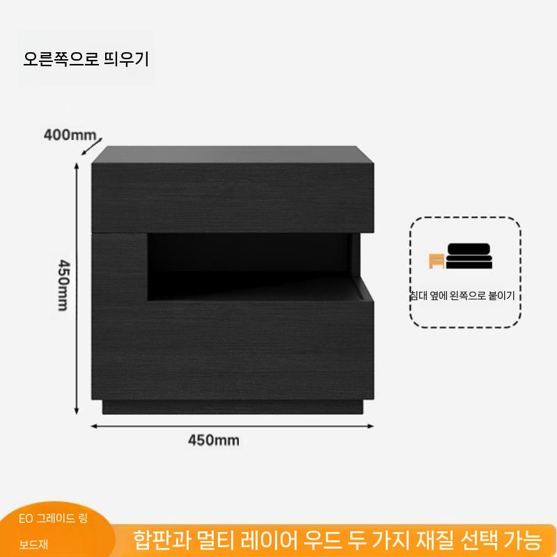 협탁 거실 모듈 틈새 콘솔 침대협탁 모듈가구 원목 침대 서랍 사이드 고무나무 내추럴 선반 - 상세 이미지 4