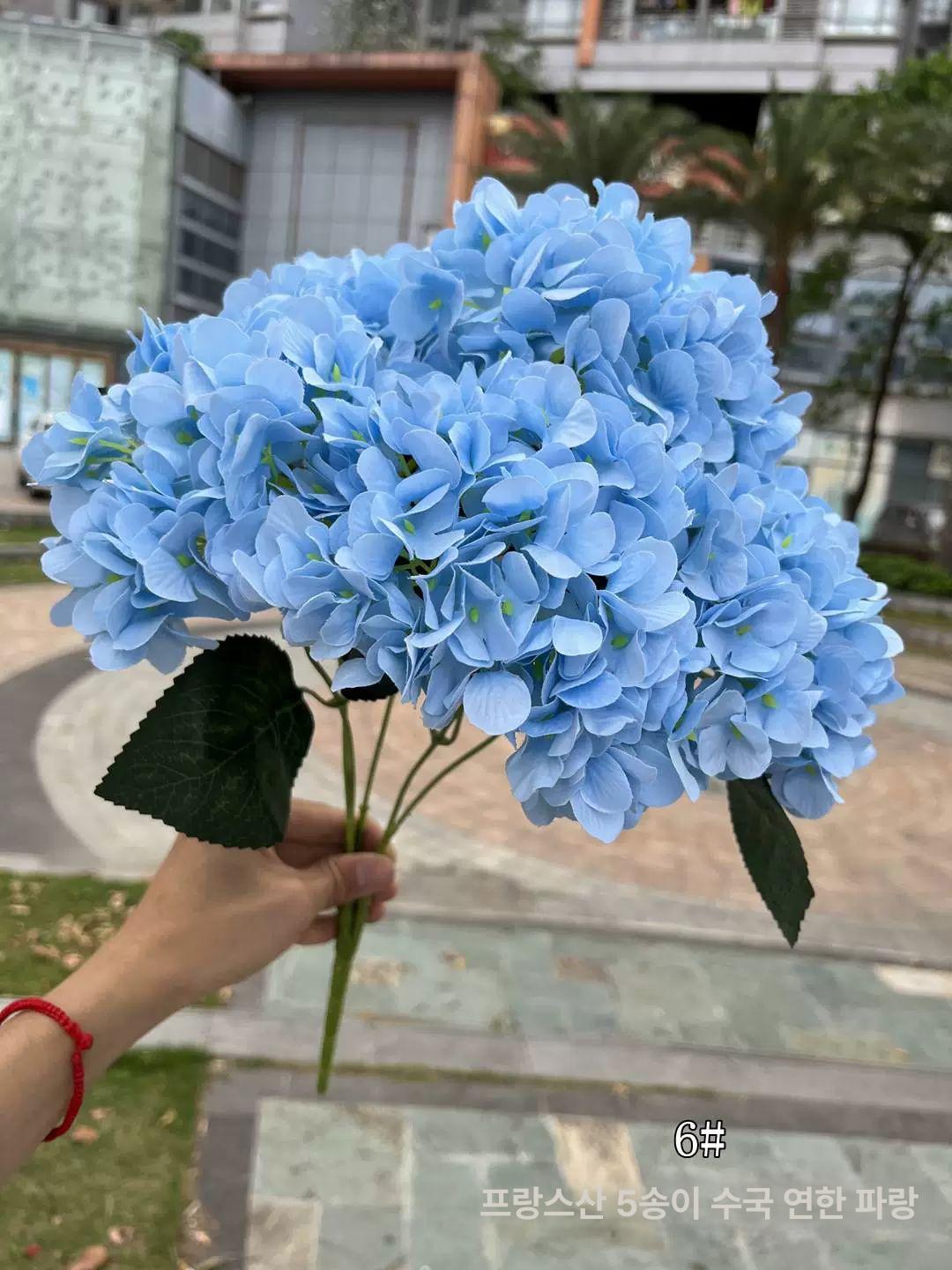 인공 커비다발 웨딩 조화 조화부케 가정용 파티 화관 화환 장식 크림 화이트 A - 상세 이미지 5