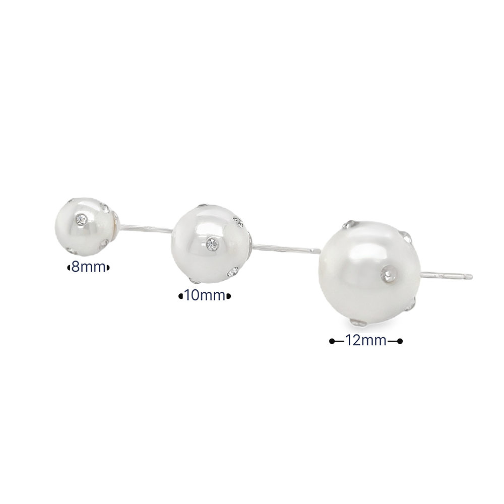 실버925 8mm/10mm/12mm 큐빅 스와로브스키 혼주,웨딩 본식 한복 귀걸이 - 상세 이미지 2