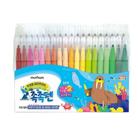 국산 뚜껑열어도 안마르는 싸인펜 36색 어린이 싸인펜