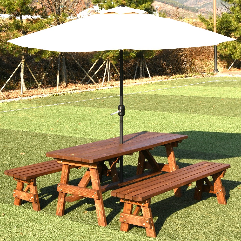 야외테이블세트 정원 편의점테라스 야외용테이블 양쪽등받이 4인월넛