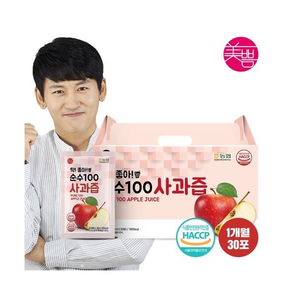 미쁨생활건강 딱좋아 순수100 국내산 사과즙 90ml 1박스 총 30포 : modern8067