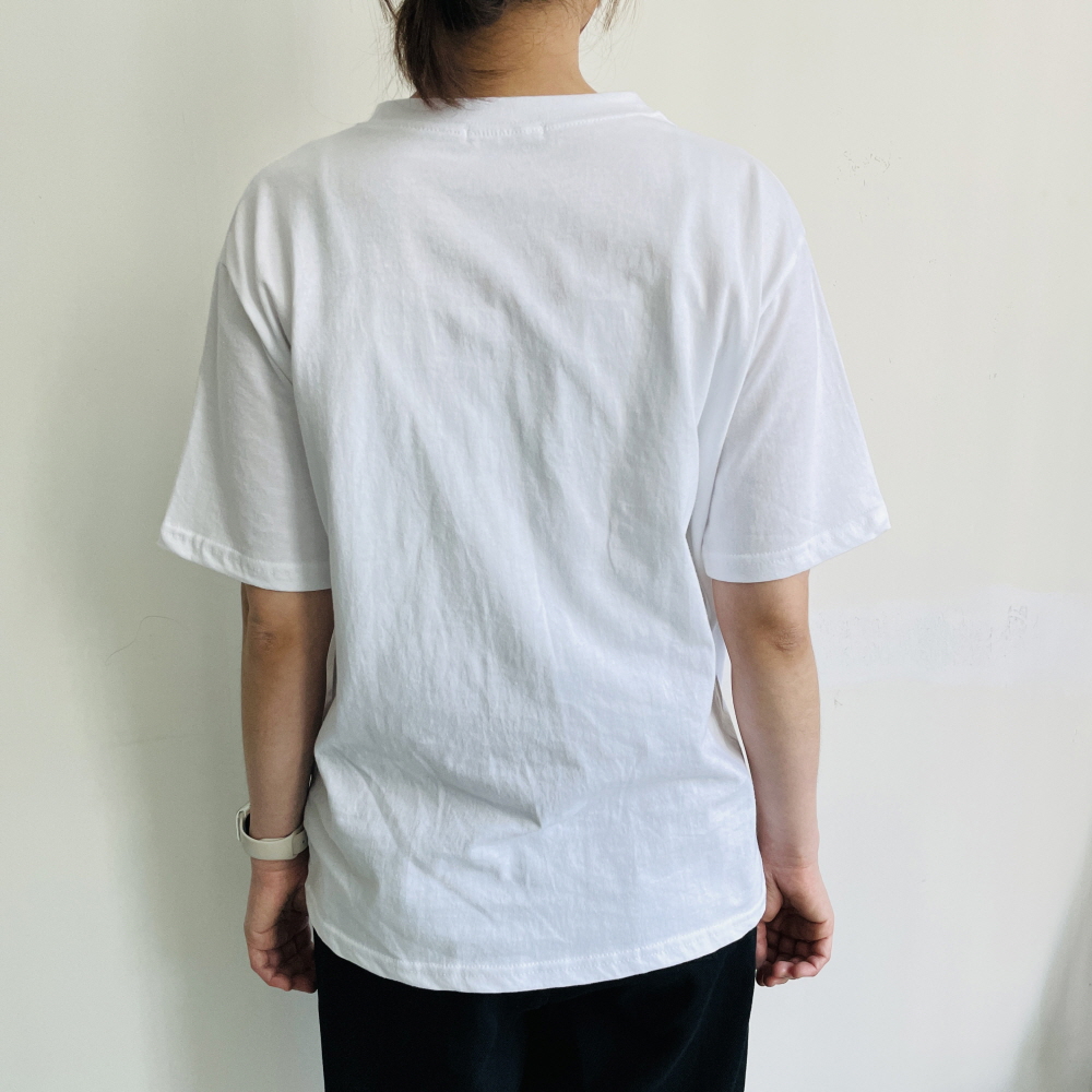 꽃무늬티셔츠 자수반팔티 여름 여성 레터링 반팔 티셔츠 - 상세 이미지 5