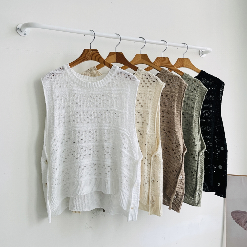 여름니트조끼 레이어드조끼 그물 펀칭 시스루 니트베스트