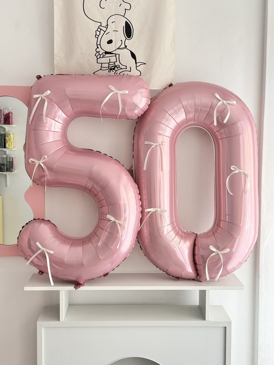 50일 아기 셀프 촬영 숫자 풍선 파스텔블루 화이트