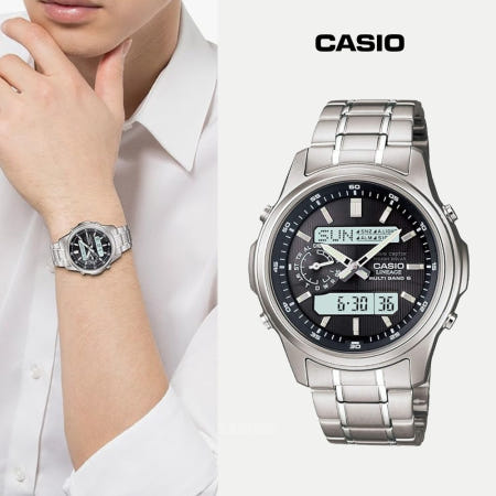 CASIO [해외]카시오 리니지 전파 수신 솔라 멀티밴드 6 LCW-M300D-1AJF 실버 블랙
