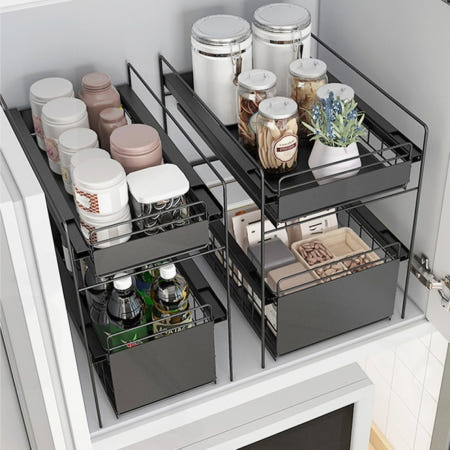 틈새 수납장 슬라이딩 미니 선반 협소 공간 수납함 주방