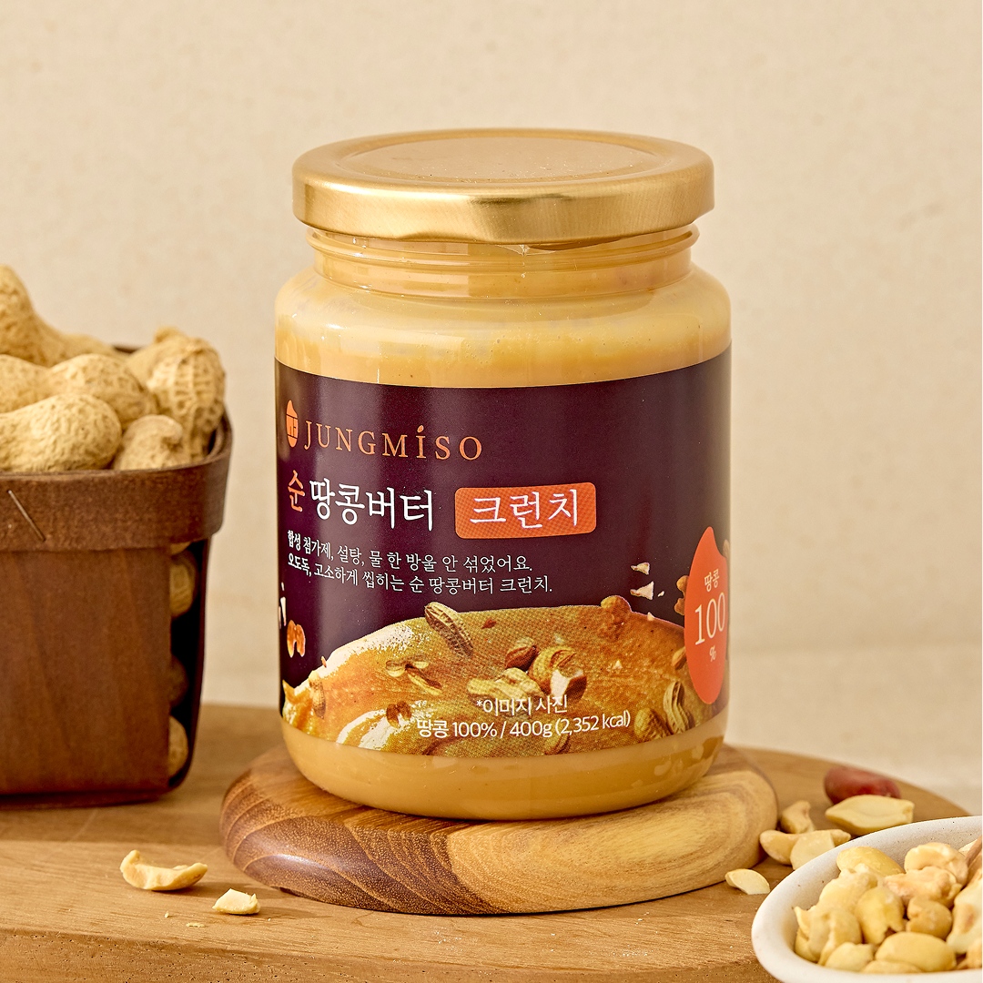 정미소 무가당 100% 순 땅콩버터 피넛 스프레드 크런치 400g