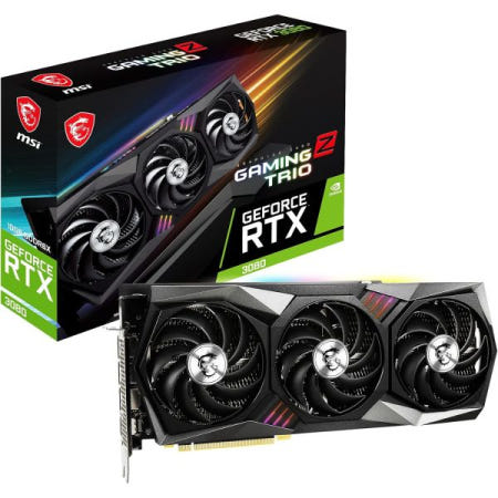 [해외]MSI GeForce RTX 3080 게이밍 Z 트리오 10G LHR 그래픽 카드 - NVIDIA LHR, GPU 1830MHz, 10GB GDDR6X 메모리, 블랙