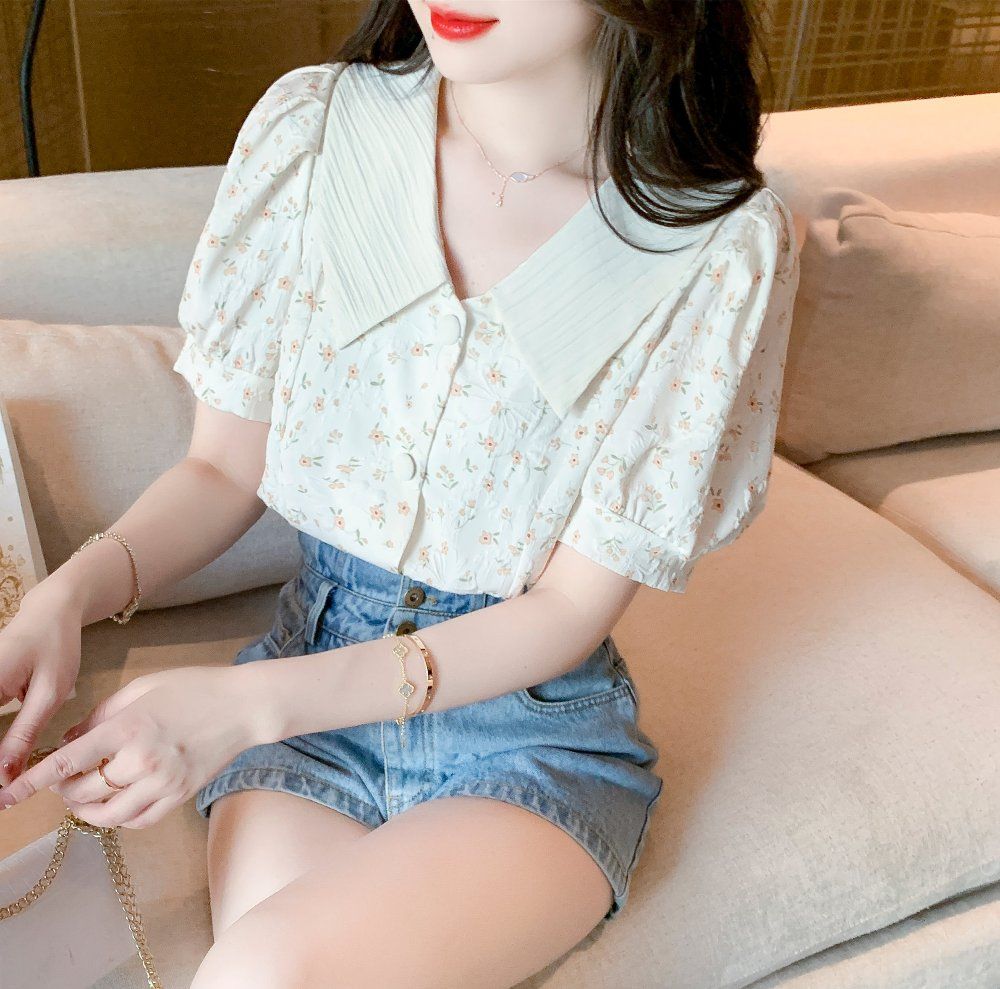 봄 가을 여성 기본핏 러플 리본 긴팔 블라우스 빅사이즈 셔츠 버튼 폴리 데일리 아이보리 - 상세 이미지 2