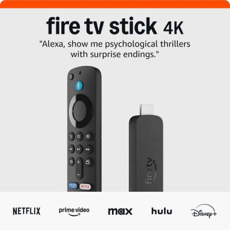[해외]AI 기반 Fire TV 검색, Wi-Fi 6, 150만 개 이상의 영화 및 프로그램 스트리밍, 무료 라이브 TV가 포함된 Amazon Stick 4K(최신 모델)