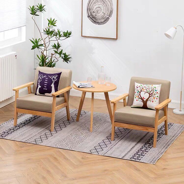 카페낮은의자 팔걸이 원목 체어 낮은 매장 스툴 원형 테이블 (50cm)