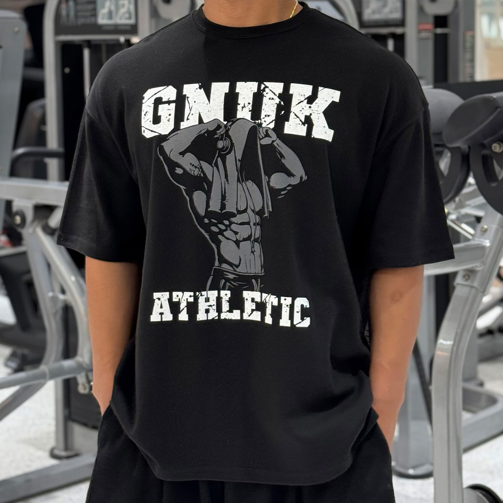 그누크 아트윅 헬스오버핏 반팔 머슬핏 짐웨어 크로스핏티 어깨넓어보이는옷