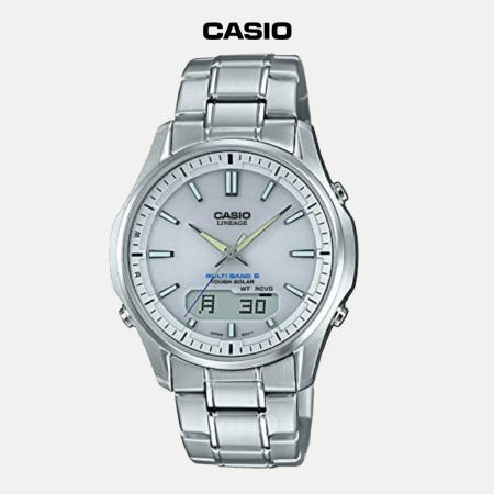 [해외]카시오 리니지 남성 메탈 손목시계 전파 솔라 LCW-M100DE-7AJF 실버