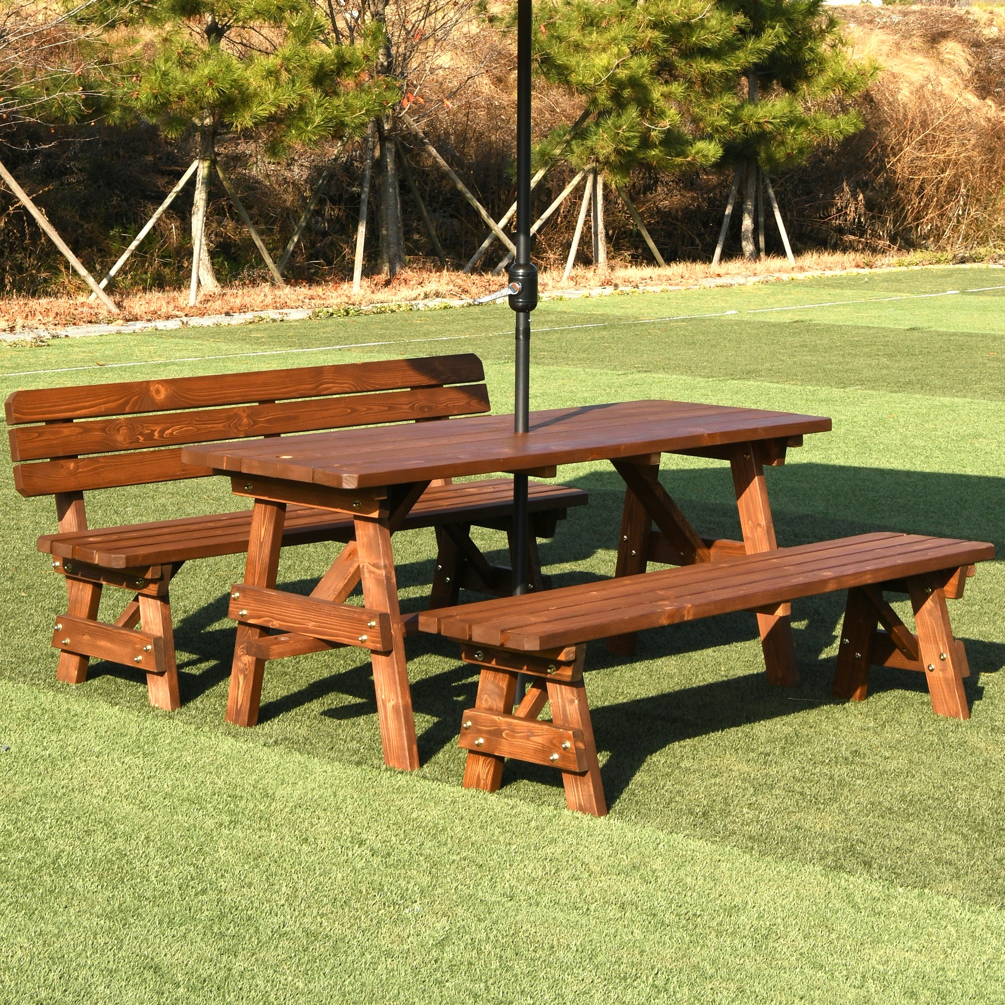 야외테이블 세트 정원 파라솔 편의점테라스 테이블 한쪽등받이 4인도색