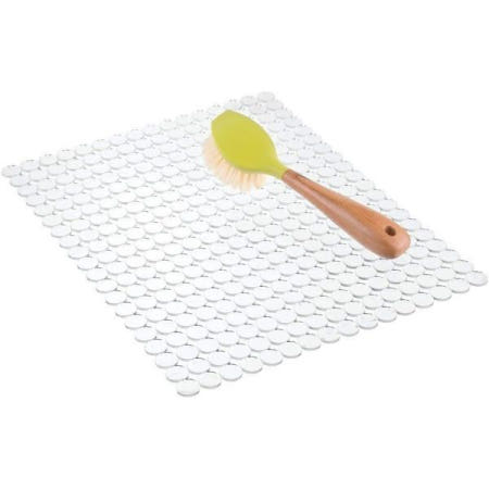 InterDesign [해외]아이디자인 Orbz PVC 플라스틱 싱크대 그리드, 주방, 욕실, 지하실, 차고용 미끄럼 방지 접시 보호대, 12인치 x 15.5인치 - 투명 Clear