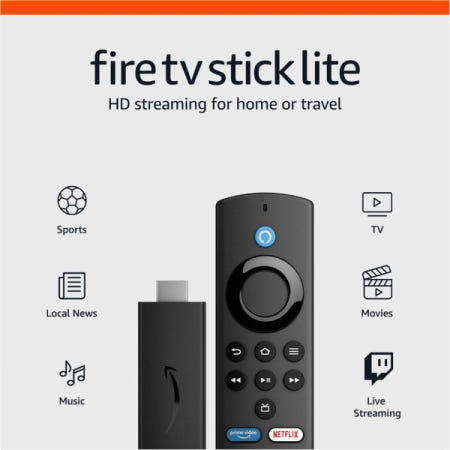 [해외]Amazon Fire TV Stick Lite, 무료 및 라이브 TV, 알렉사 음성 리모컨, 스마트 홈 컨트롤, HD 스트리밍