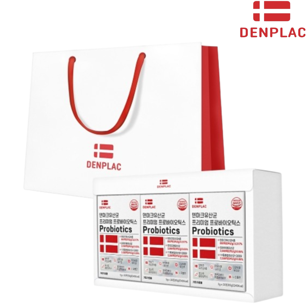 DENPLAC 덴마크 프리미엄 프로바이오틱스 선물 세트 30포 3박스 1세트 유산균 쇼핑백 - 상품 이미지